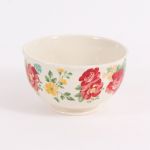 Bowl - Foral, White-Turquoise