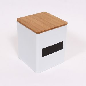 Metal Kitchen Storage Box with Bamboo Lid