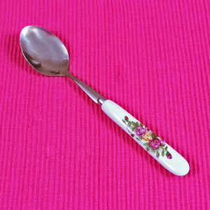 Spoon with Rose Patterned Ceramic Handle ― Contieurope