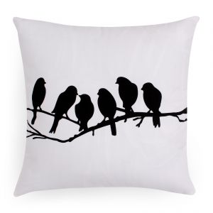 Cushion Cover with Black Birds ― Contieurope
