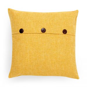 Cushion Cover in Yellow with Button Detail ― Contieurope