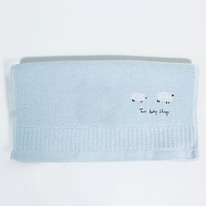Hand Towel with Sheep Embroidery, Blue, 34×75 cm ― Contieurope