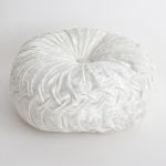 Velvety Round Cushion in White, 30 cm