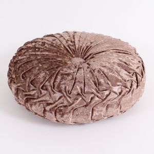 Velvety Round Cushion in Brown, 30 cm ― Contieurope