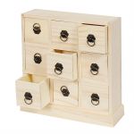 Unfinished wood decorable DIY jewelry box with 9 drawers