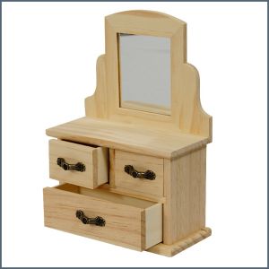 Unfinished wood decorable DIY jewelry box with mirror and drawers ― Contieurope
