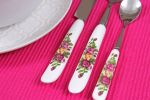 Fork with flower patterned ceramic handle